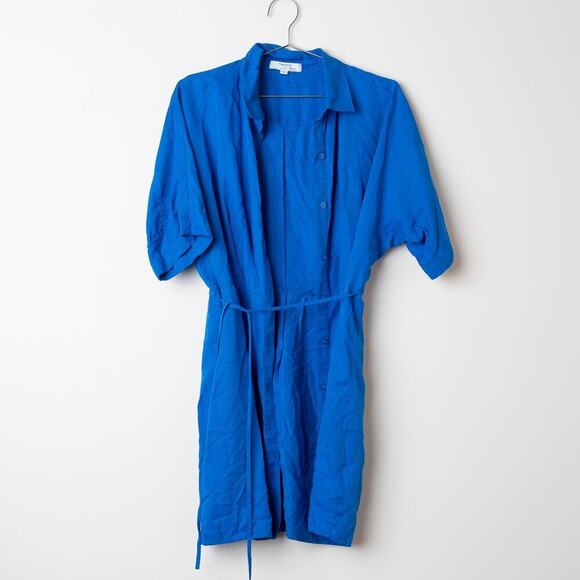 Thakoon Collective Tie Waist Mini Shirt Dress in Blue - Picture 2 of 7